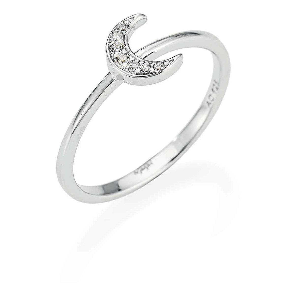 Anello Amen Argento Luna e Zirconi - Misura 14
