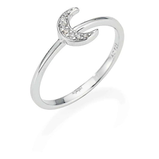 Anello Amen Argento Luna e Zirconi - Misura 14