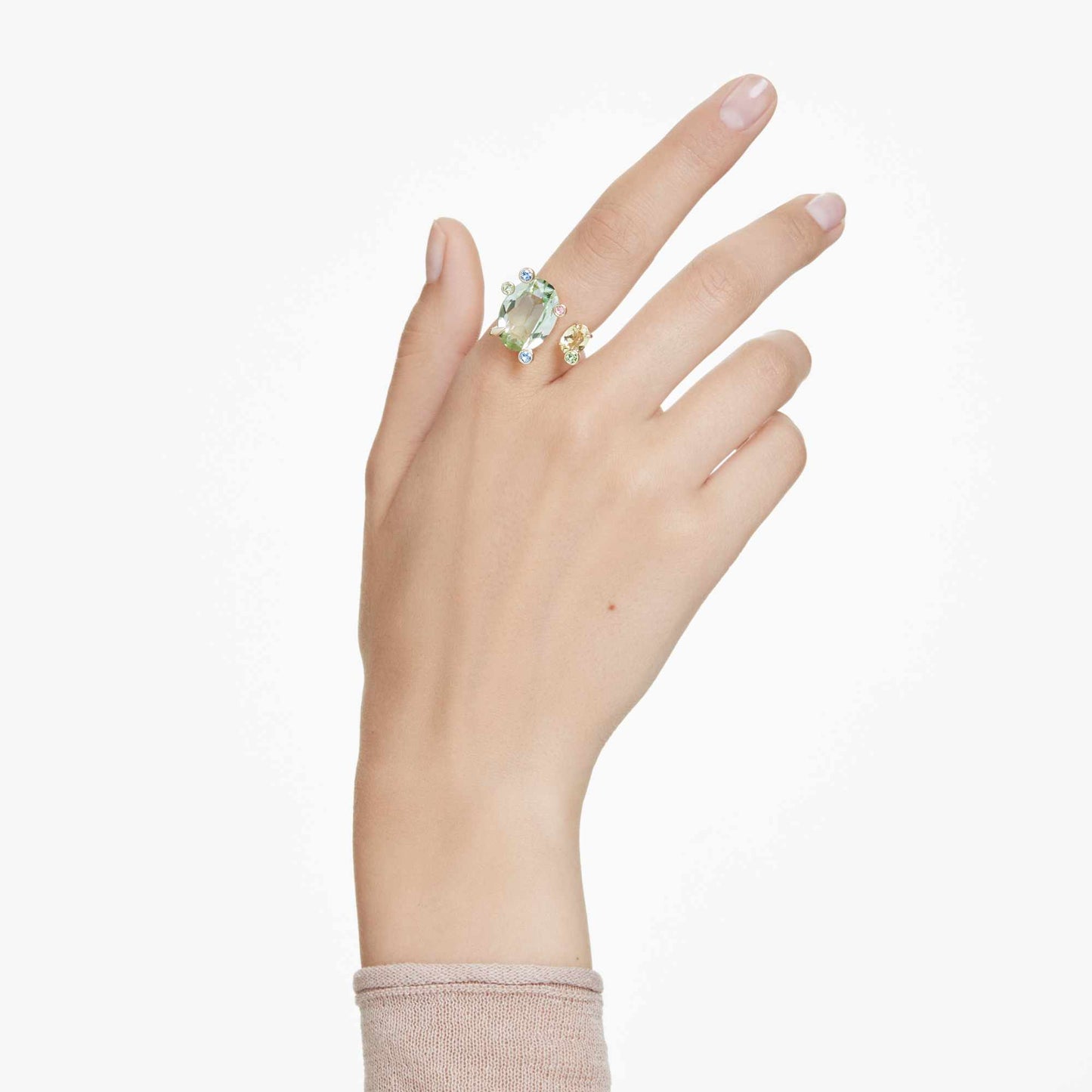 Anello aperto Swarovski Gema Taglio misto, Multicolore, Placcato color oro