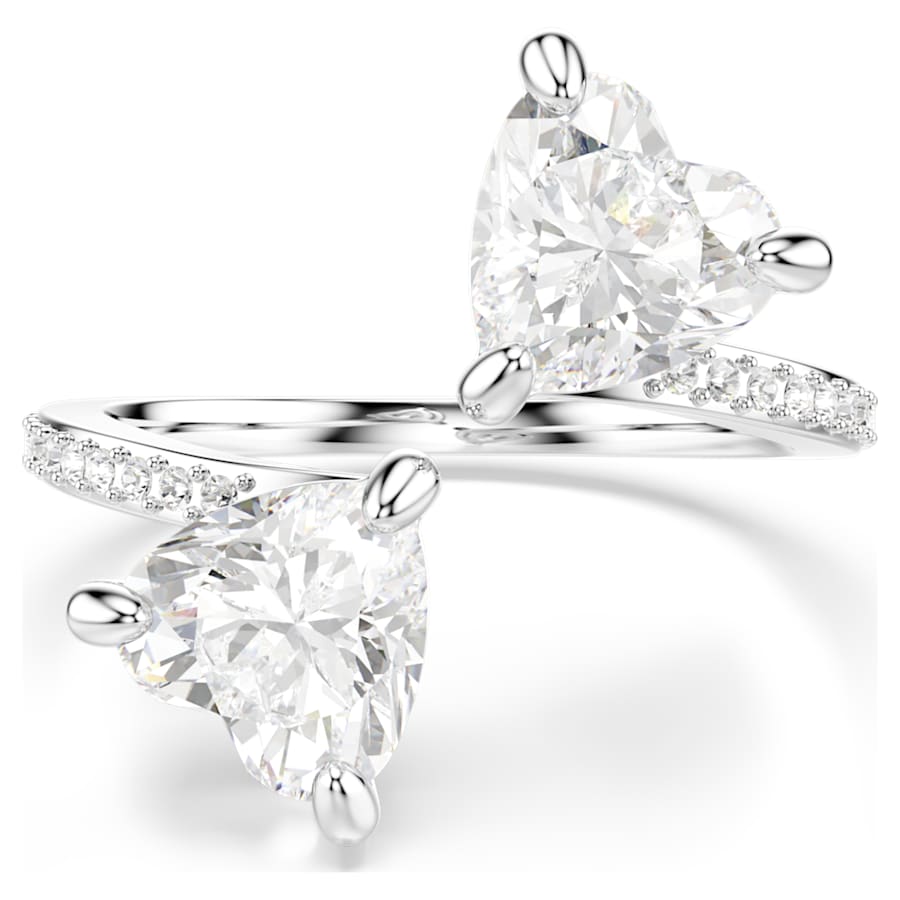 Anello aperto Swarovski Re Mesmera Taglio Heart, Pavé, Bianco, Placcato rodio - Misura 58