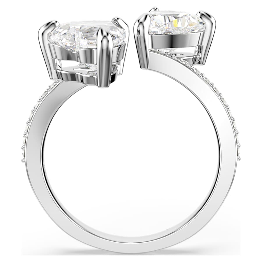 Anello aperto Swarovski Re Mesmera Taglio Heart, Pavé, Bianco, Placcato rodio - Misura 58