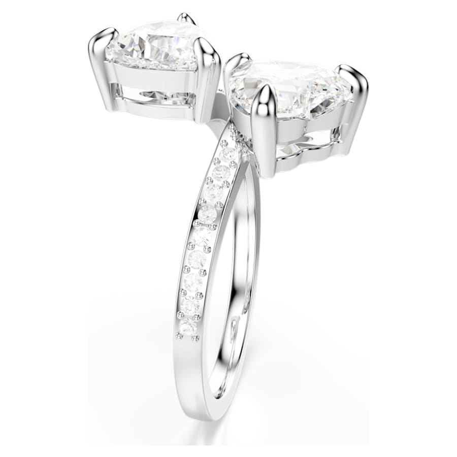 Anello aperto Swarovski Re Mesmera Taglio Heart, Pavé, Bianco, Placcato rodio - Misura 58