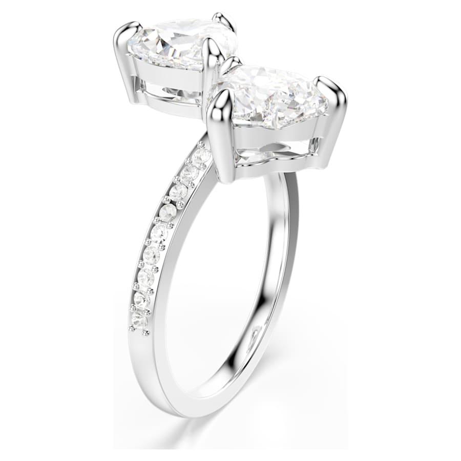 Anello aperto Swarovski Re Mesmera Taglio Heart, Pavé, Bianco, Placcato rodio - Misura 58