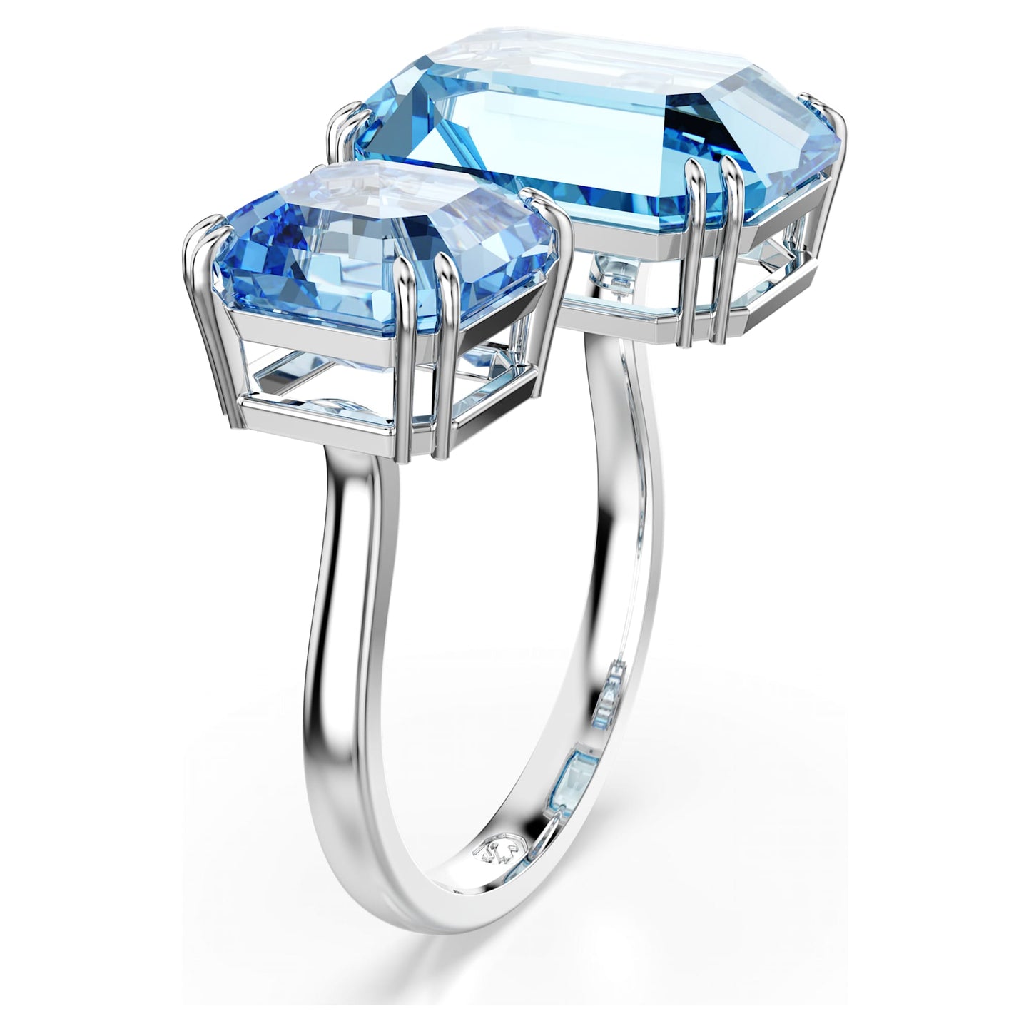 Anello aperto Swarovski Millenia Taglio ottagonale, Blu, Placcato rodio