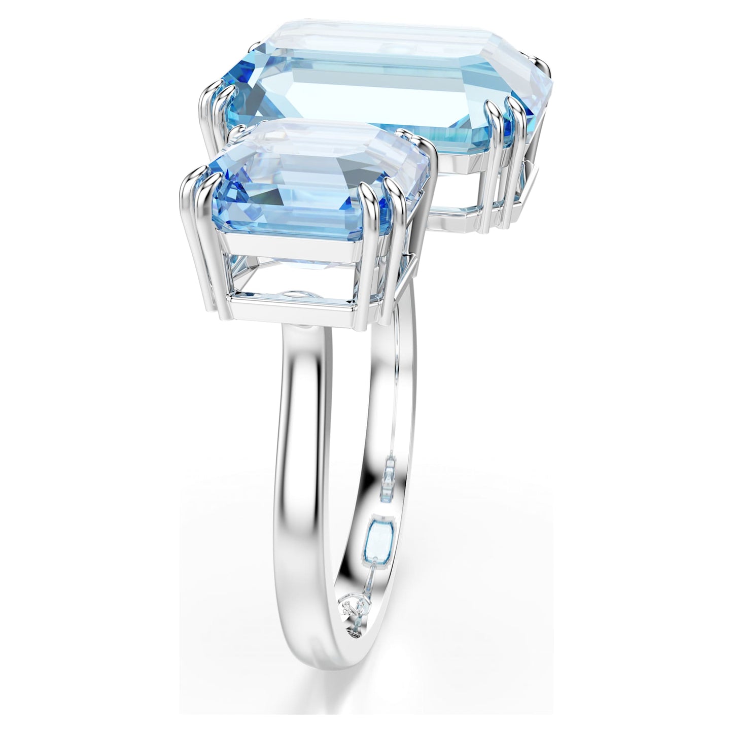 Anello aperto Swarovski Millenia Taglio ottagonale, Blu, Placcato rodio