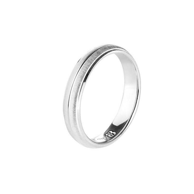 Anello Boccadamo Clio Fedina Argento Satinato Riga Lucida Centrale - Misura 16