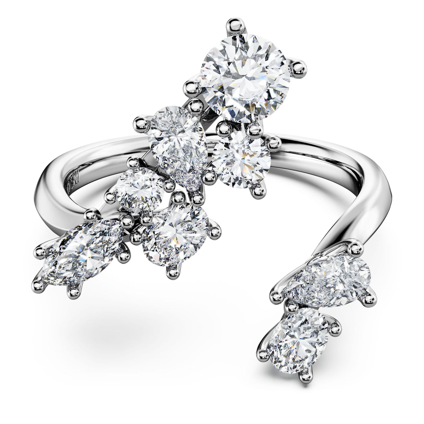 Anello bypass Swarovski Galaxy Diamanti creati in laboratorio 1,25 ct tw, Taglio misto, Oro bianco 18 K