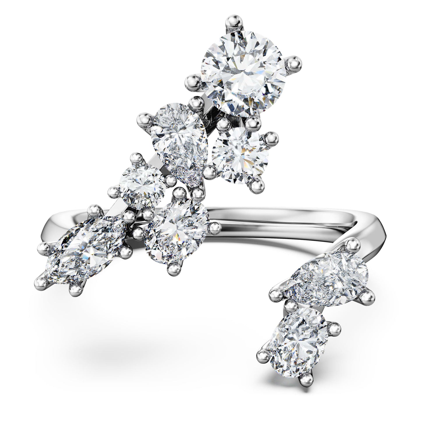 Anello bypass Swarovski Galaxy Diamanti creati in laboratorio 1,25 ct tw, Taglio misto, Oro bianco 18 K