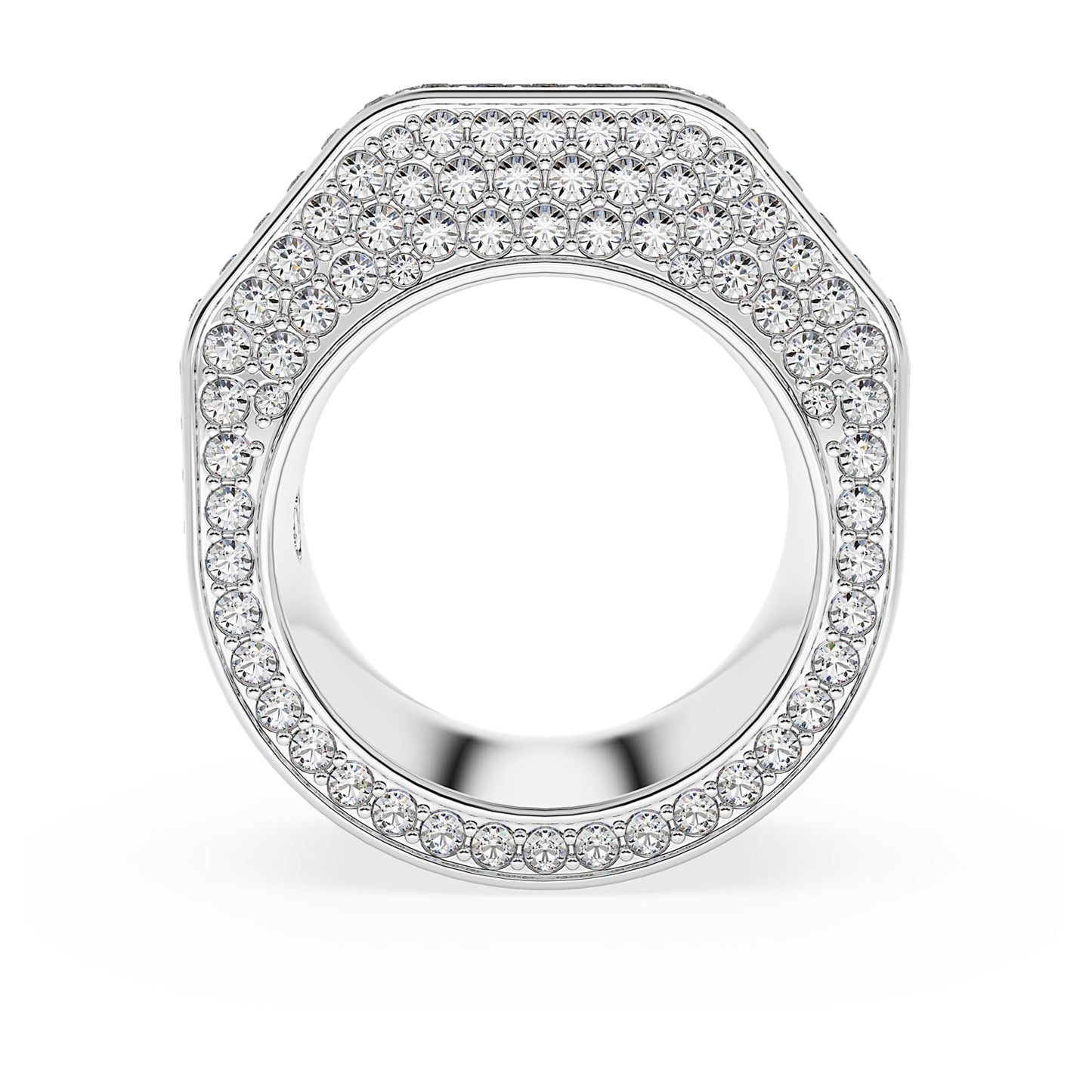Anello cocktail Swarovski Dextera Forma ottagonale, Pavé, Bianco, Placcato rodio