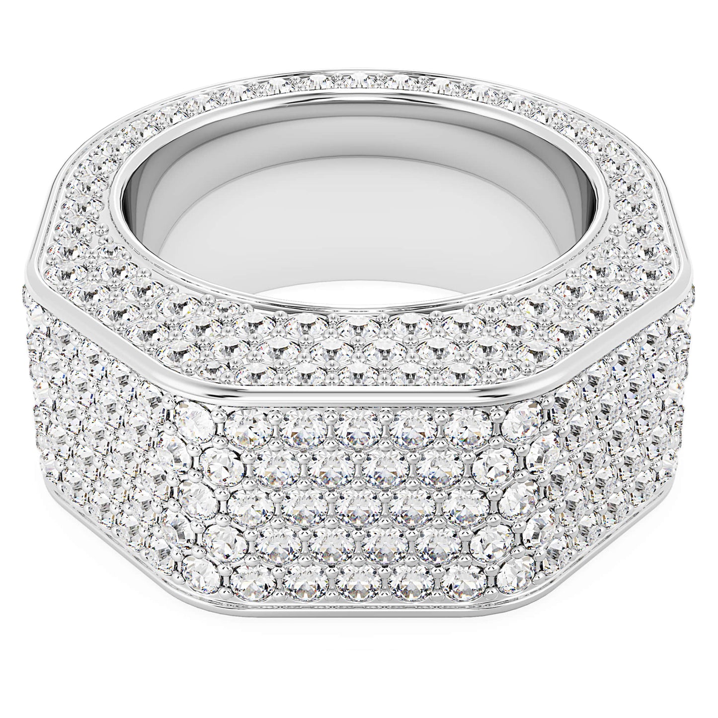 Anello cocktail Swarovski Dextera Forma ottagonale, Pavé, Bianco, Placcato rodio