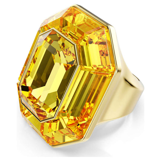 Anello Swarovski Lucent Forma ottagonale, Giallo, Placcato color oro - Misura 55