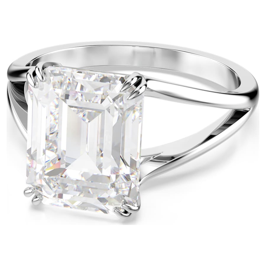 Anello Swarovski cocktail Stilla Taglio ottagonale, Bianco, Placcato rodio - Misura 52