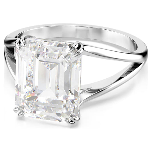 Anello Swarovski cocktail Stilla Taglio ottagonale, Bianco, Placcato rodio - Misura 60