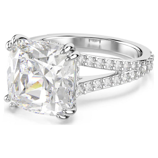 Anello Swarovski cocktail Stilla Taglio quadrato, Pavé, Bianco, Placcato rodio - Misura 60