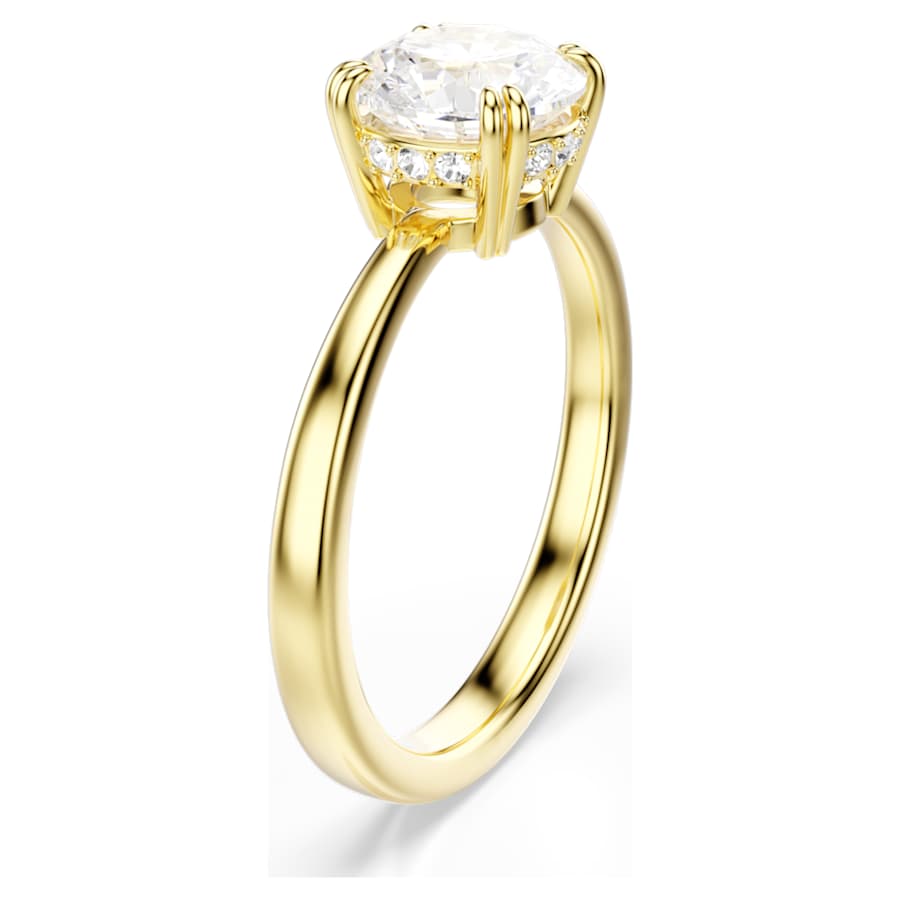 Anello Swarovski Cocktail Stilla Taglio Round, Bianco, Placcato color oro - Misura 55