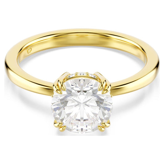 Anello Swarovski Cocktail Stilla Taglio Round, Bianco, Placcato color oro - Misura 60