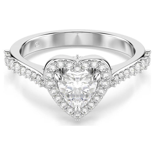 Anello Swarovski Una Taglio misto, Cuore, Bianco, Placcato rodio - Misura 60