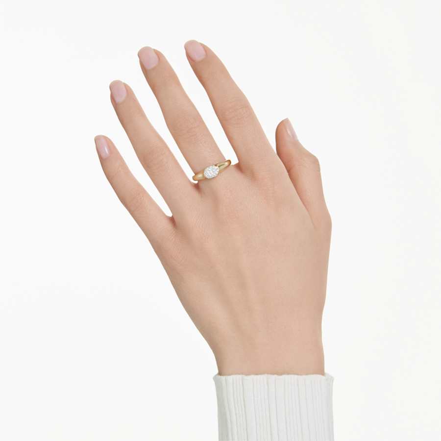Anello Swarovski Dextera Midi Taglio misto, Bianco, Placcato color oro - Misura 46