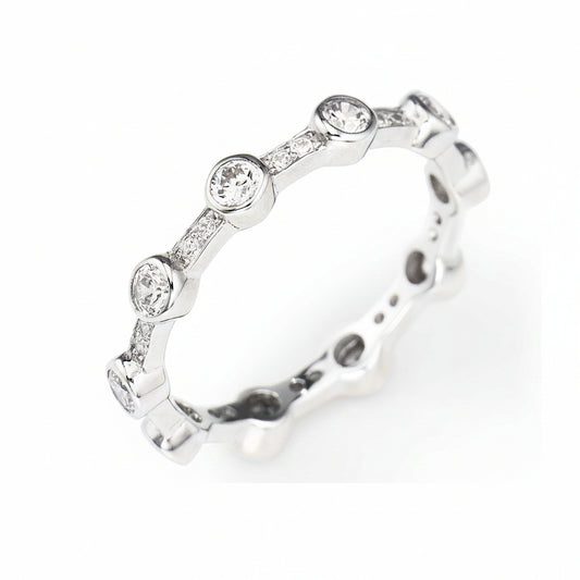 Anello Amen Argento Zirconi Grandi e Piccoli - Misura 18
