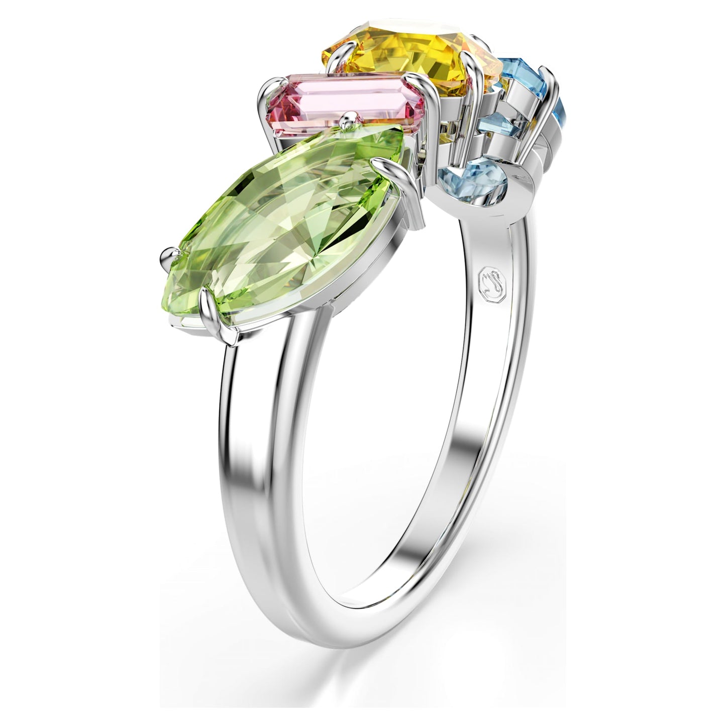 Anello Swarovski Gema Taglio misto, Multicolore, Placcato rodio