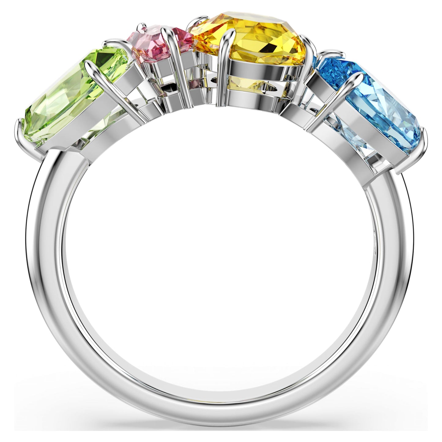 Anello Swarovski Gema Taglio misto, Multicolore, Placcato rodio