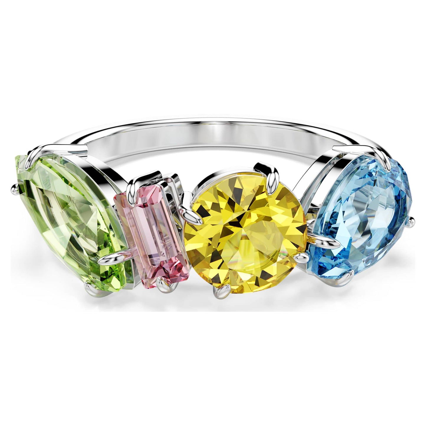 Anello Swarovski Gema Taglio misto, Multicolore, Placcato rodio