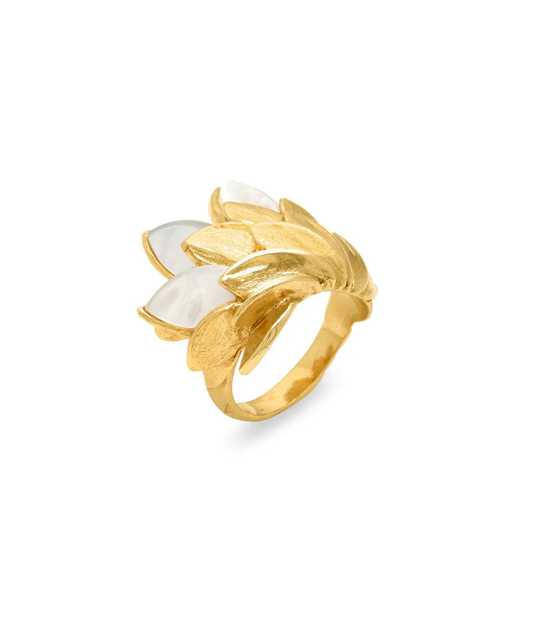 Anello Giovanni Raspini Skin Madreperla Argento 925 Placcato oro 18 kt - Misura 14