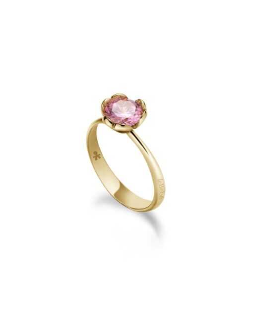 Anello Lebebé Lovely Oro Giallo 9 Kt Quarzo Rosa