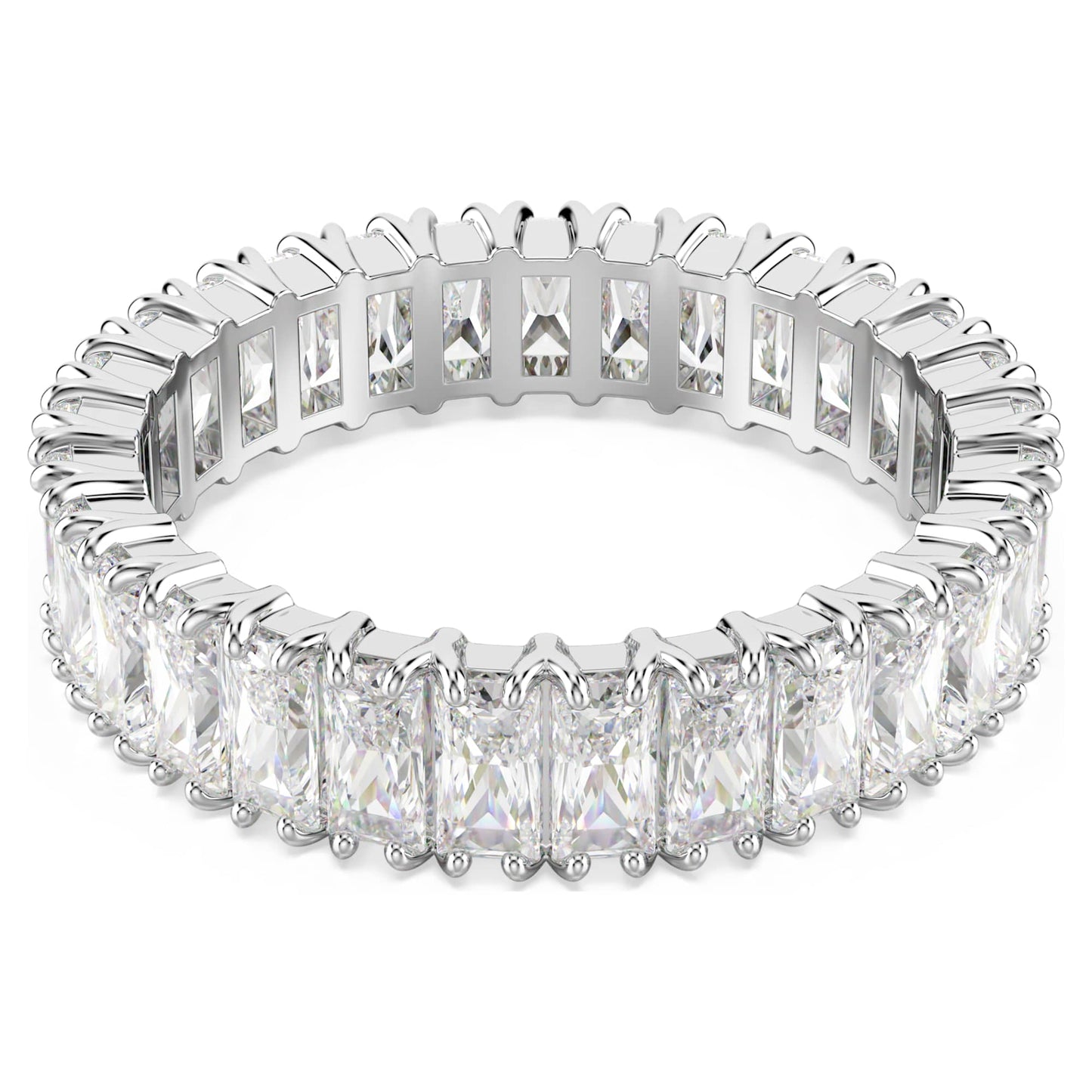 Anello Swarovski Matrix Taglio baguette, Bianco, Placcato color argento