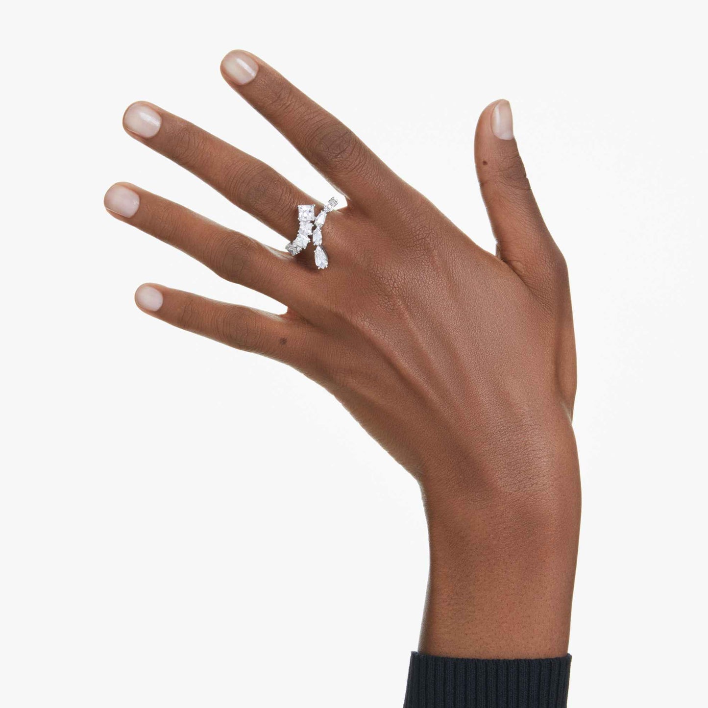 Anello Swarovski Matrix Taglio misto, Bianco, Placcato rodio