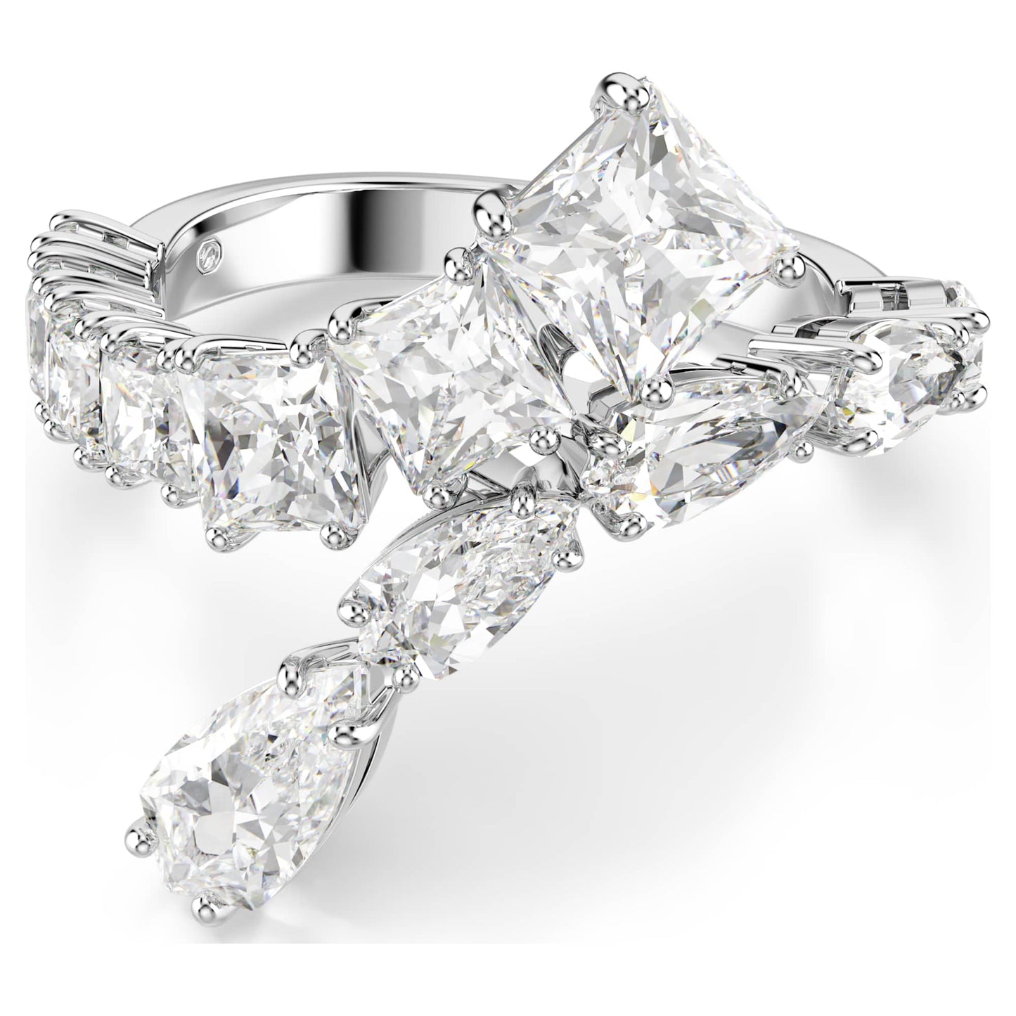 Anello Swarovski Matrix Taglio misto, Bianco, Placcato rodio