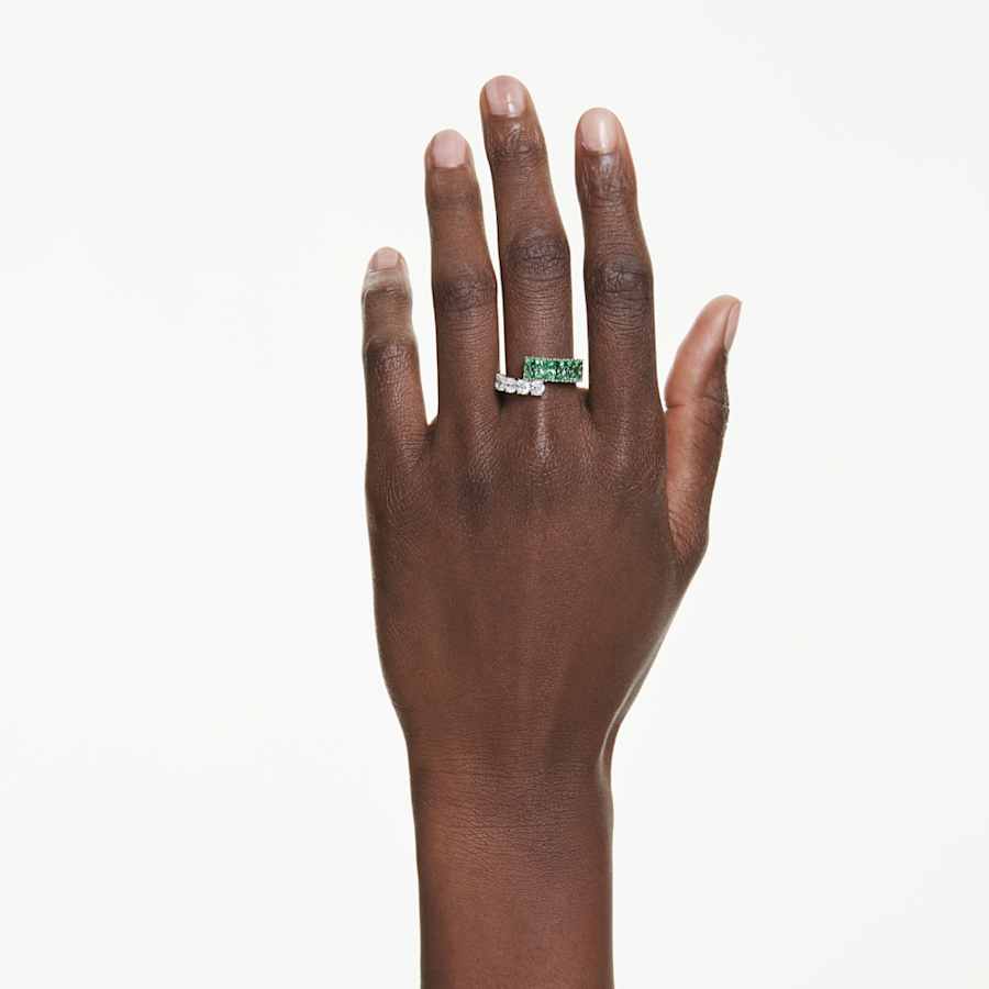 Anello Swarovski Matrix Taglio misto, Verde, Placcato rodio - Misura 52