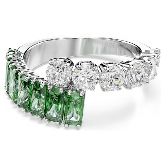 Anello Swarovski Matrix Taglio misto, Verde, Placcato rodio - Misura 52