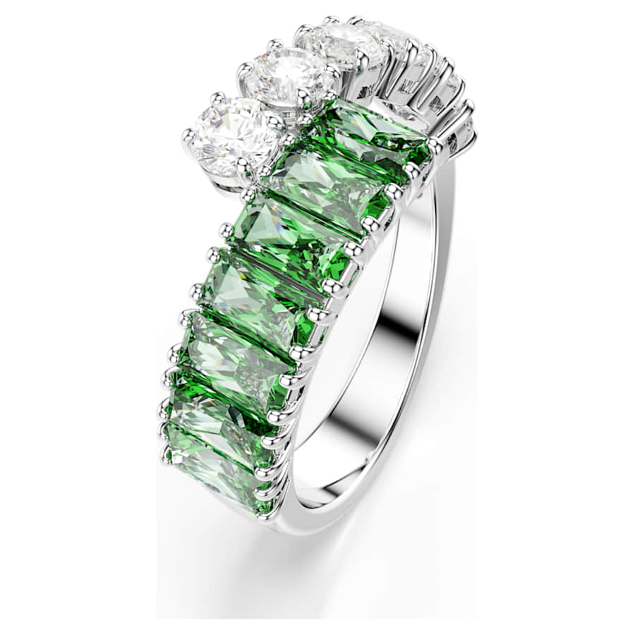 Anello Swarovski Matrix Taglio misto, Verde, Placcato rodio - Misura 52