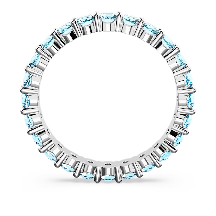 Anello Swarovski Matrix Aqua Blu Taglio Round, Blu, Placcato rodio - Misura 52