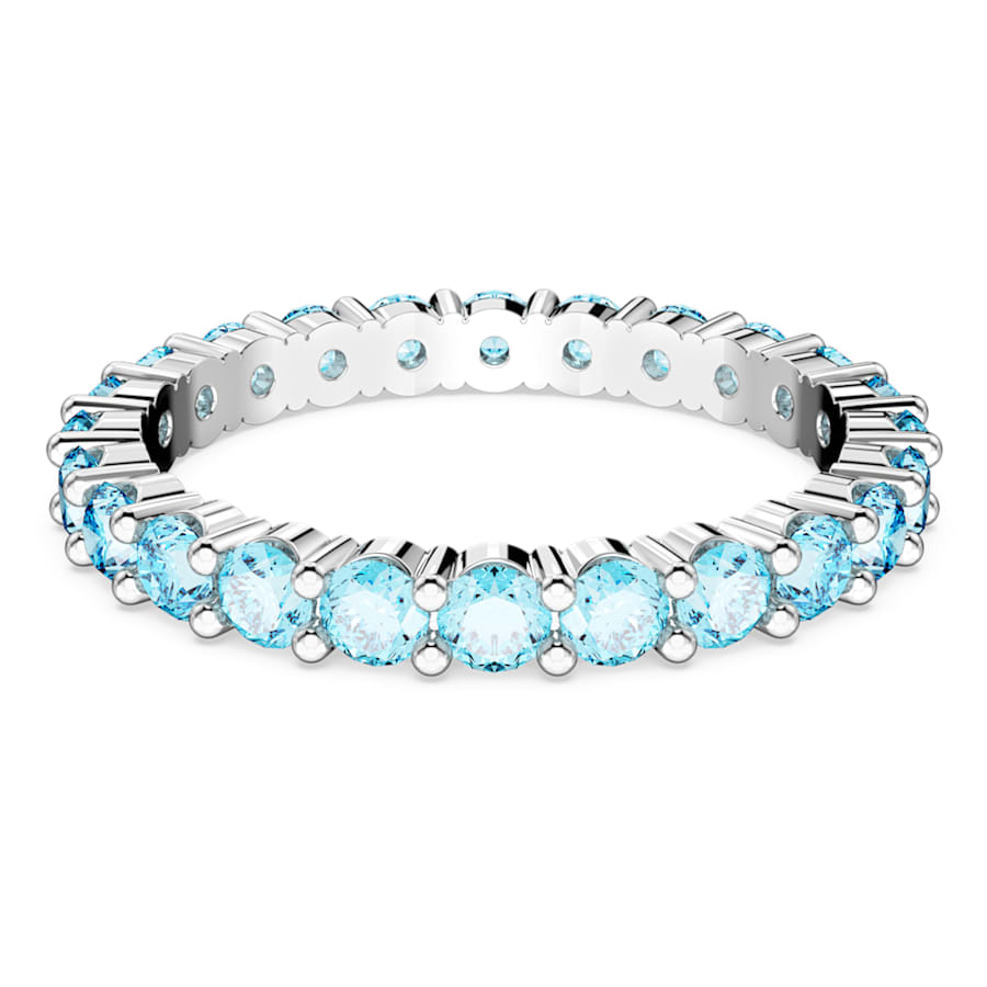 Anello Swarovski Matrix Aqua Blu Taglio Round, Blu, Placcato rodio - Misura 58