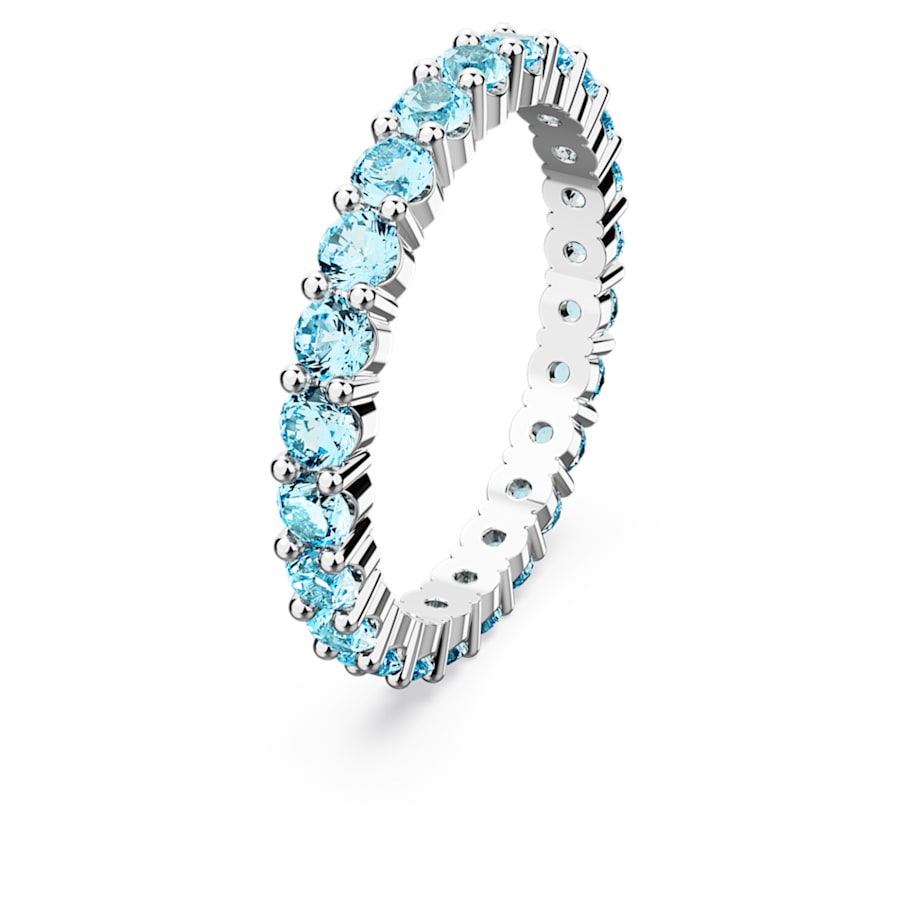 Anello Swarovski Matrix Taglio Round, Blu, Placcato rodio - Misura 50