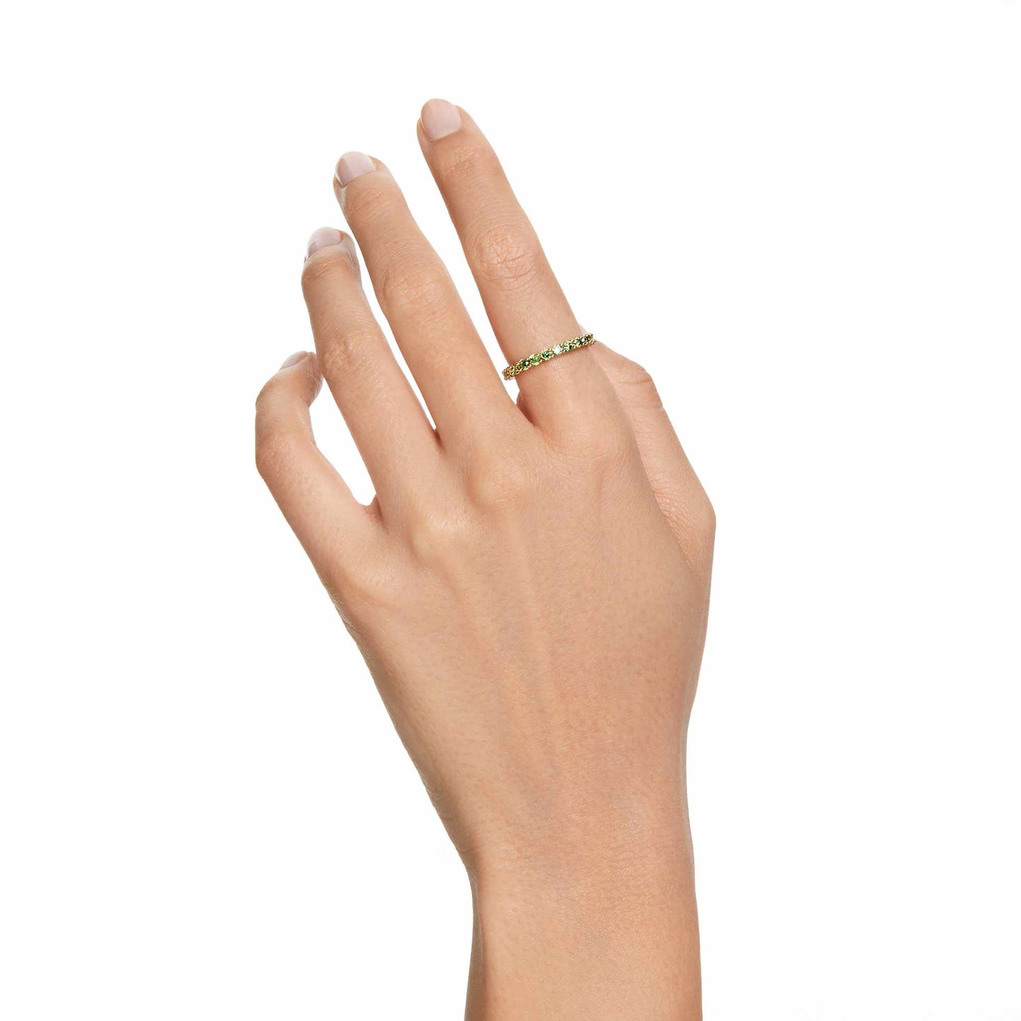 Anello Swarovski Matrix Taglio tondo, Verde, Placcato color oro