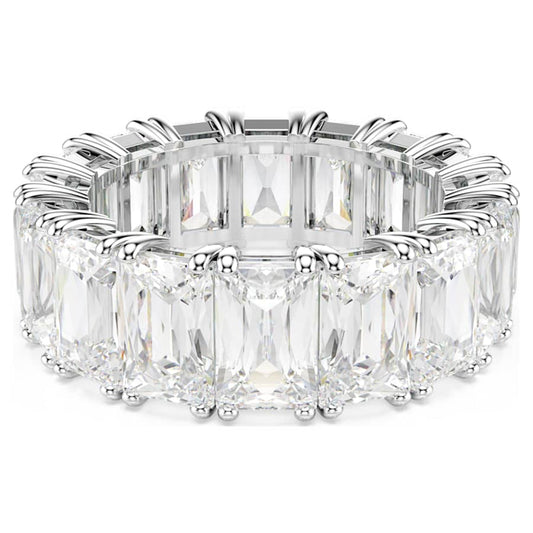 Anello Swarovski Matrix Taglio baguette, Bianco, Placcato rodio - Misura 50