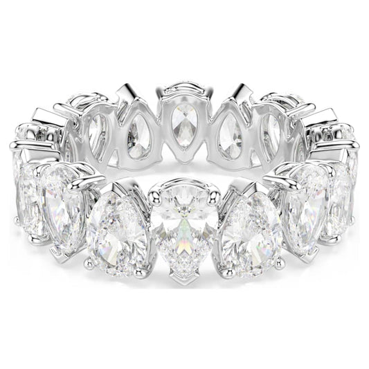Anello Swarovski Re Matrix Vittore White Taglio Pear, Bianco, Placcato color argento - Misura 55
