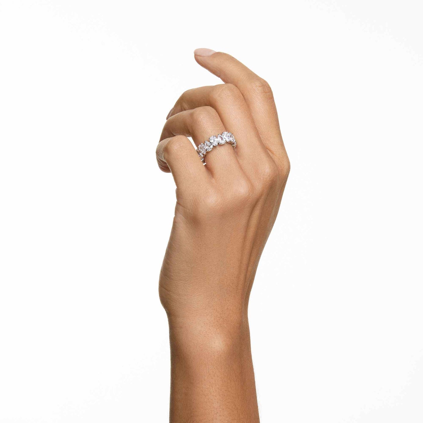 Anello Swarovski Matrix Taglio Pear, Bianco, Placcato color argento - Misura 55