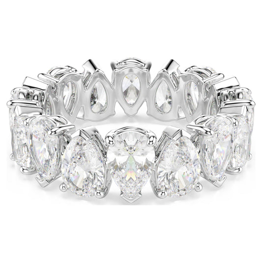 Anello Swarovski Matrix Taglio Pear, Bianco, Placcato color argento - Misura 55