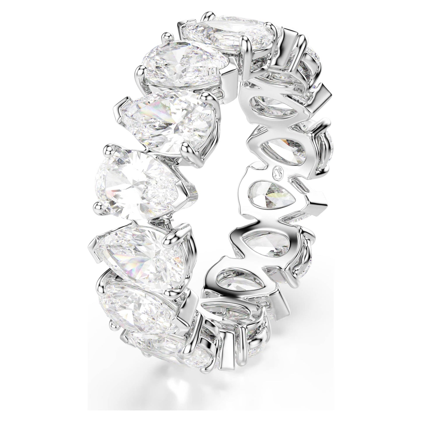 Anello Swarovski Matrix Taglio Pear, Bianco, Placcato color argento - Misura 55