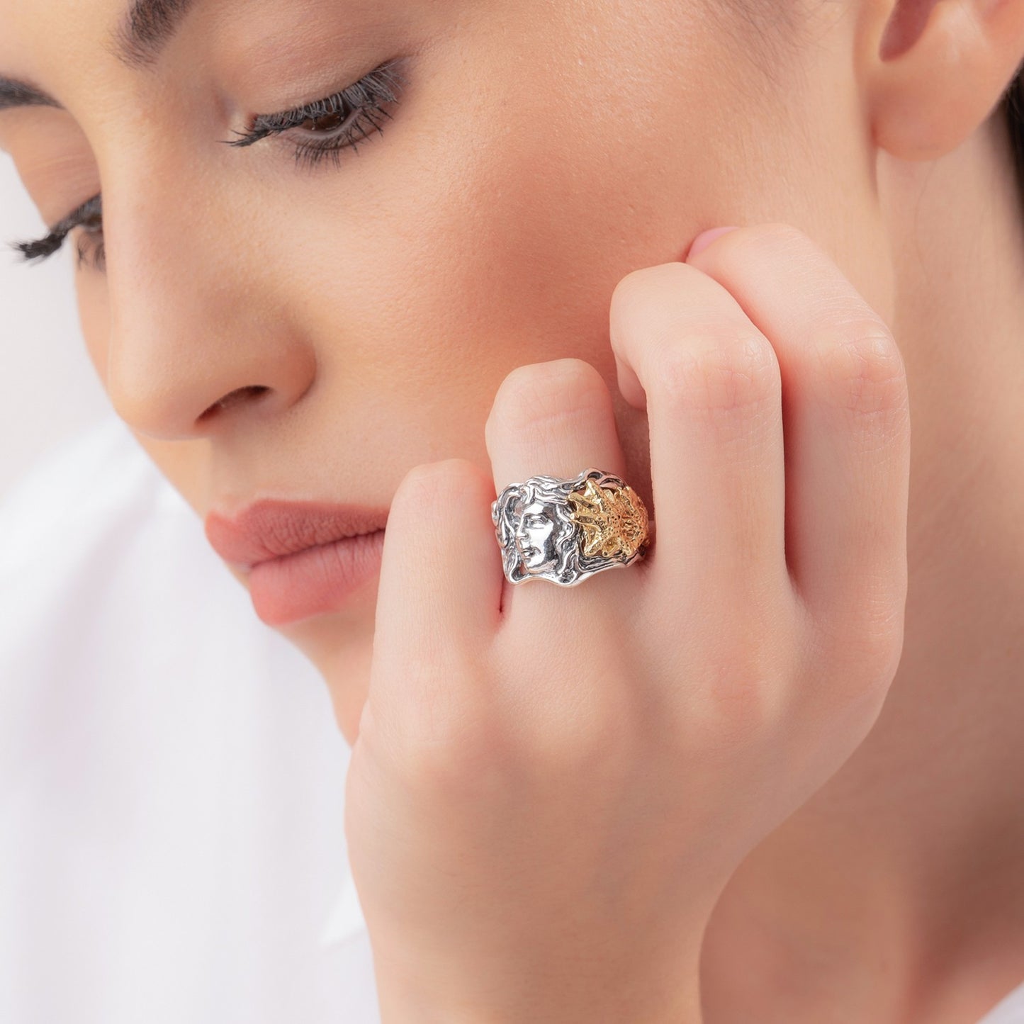 Anello Gerardo Sacco Mesi, Argento e Argento Dorato, Mese Marzo