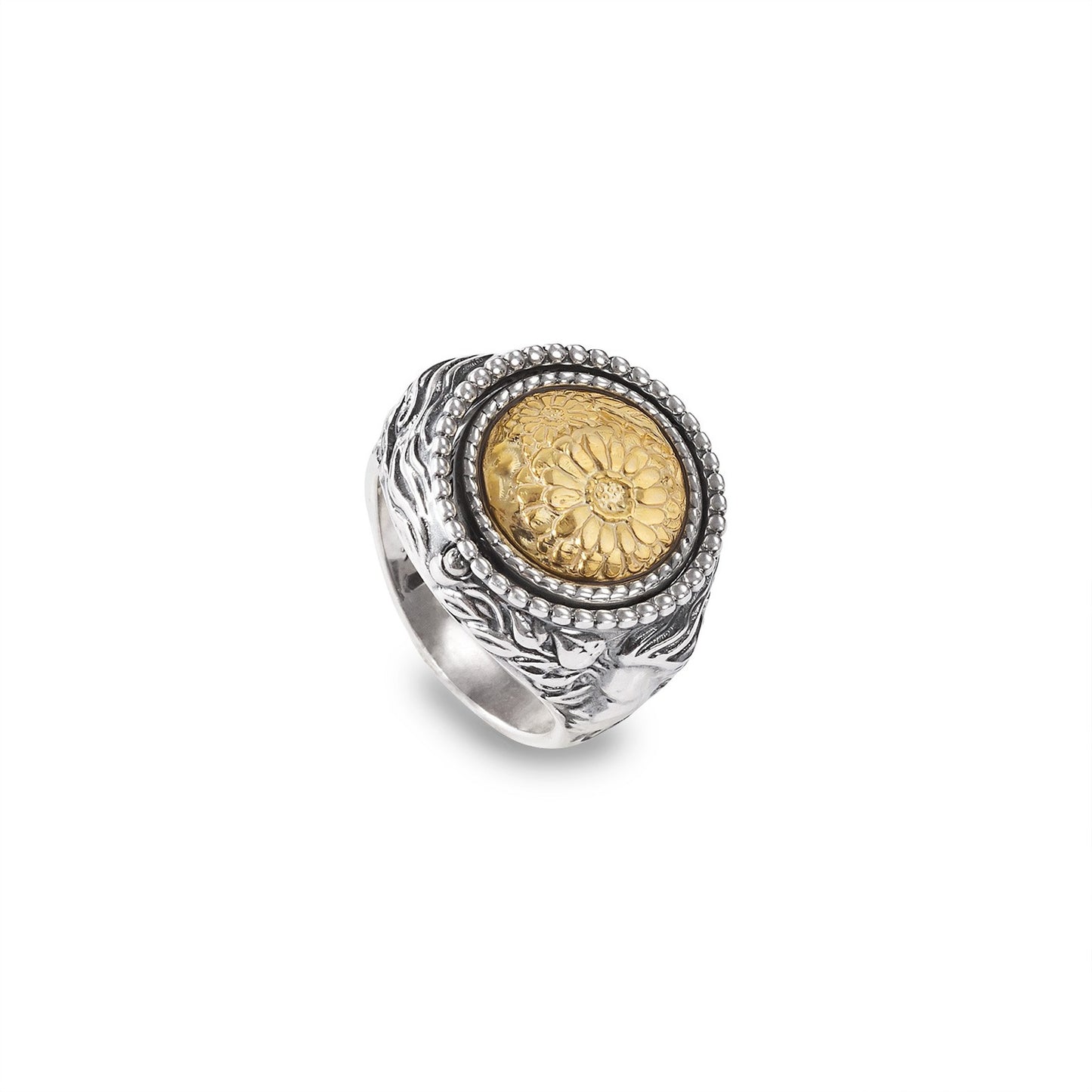 Anello Gerardo Sacco Mesi Reverse in Argento Reversibile Mese Aprile Cristallo Sfaccettato Verde Primavera - Misura 14