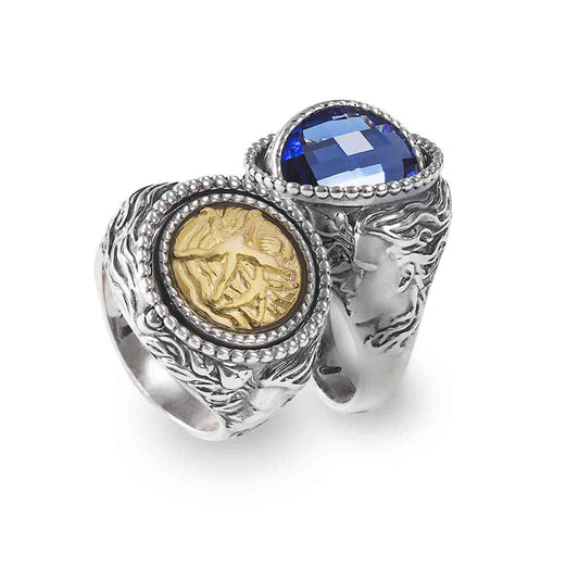 Anello Gerardo Sacco Mesi Reverse in Argento Reversibile Mese Luglio - Misura 16