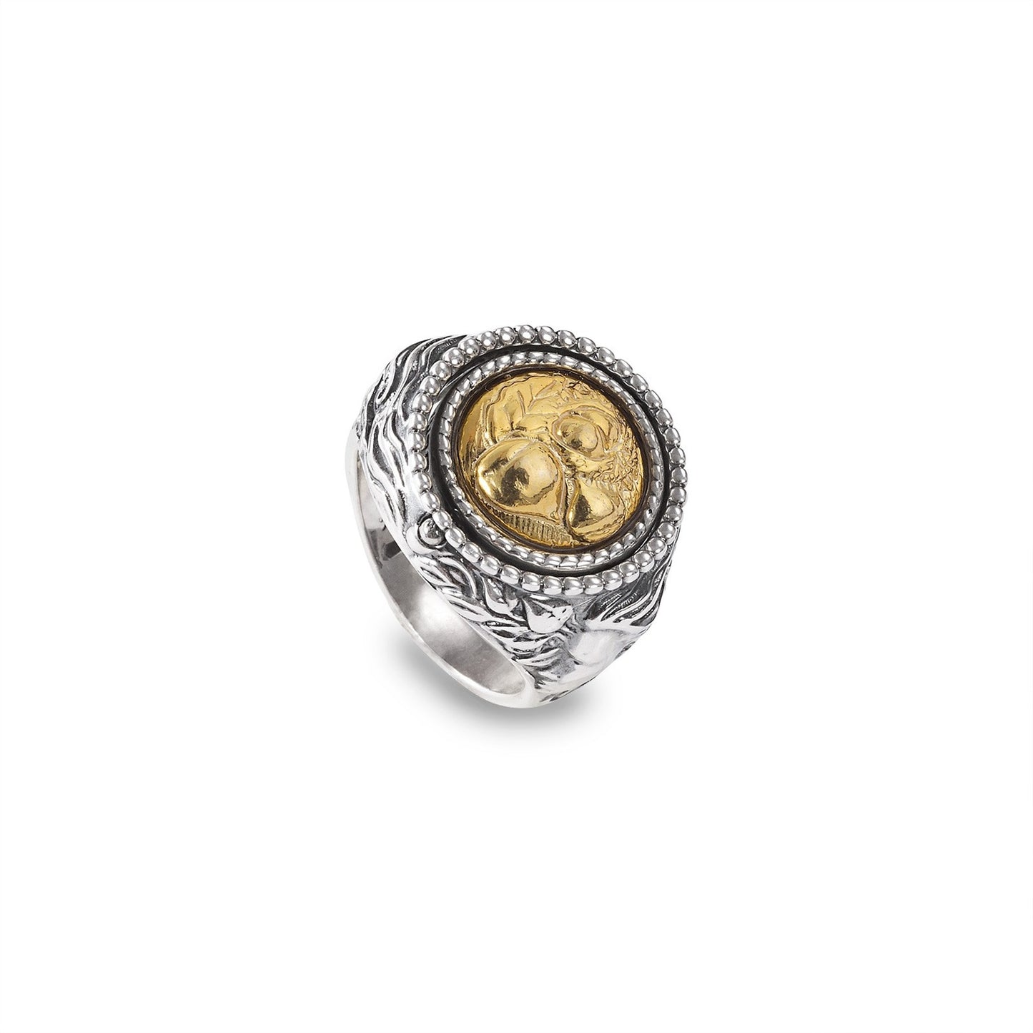 Anello Gerardo Sacco Mesi Reverse in Argento Mese Ottobre Cristallo Sfaccettato Color Ambra - Misura 16