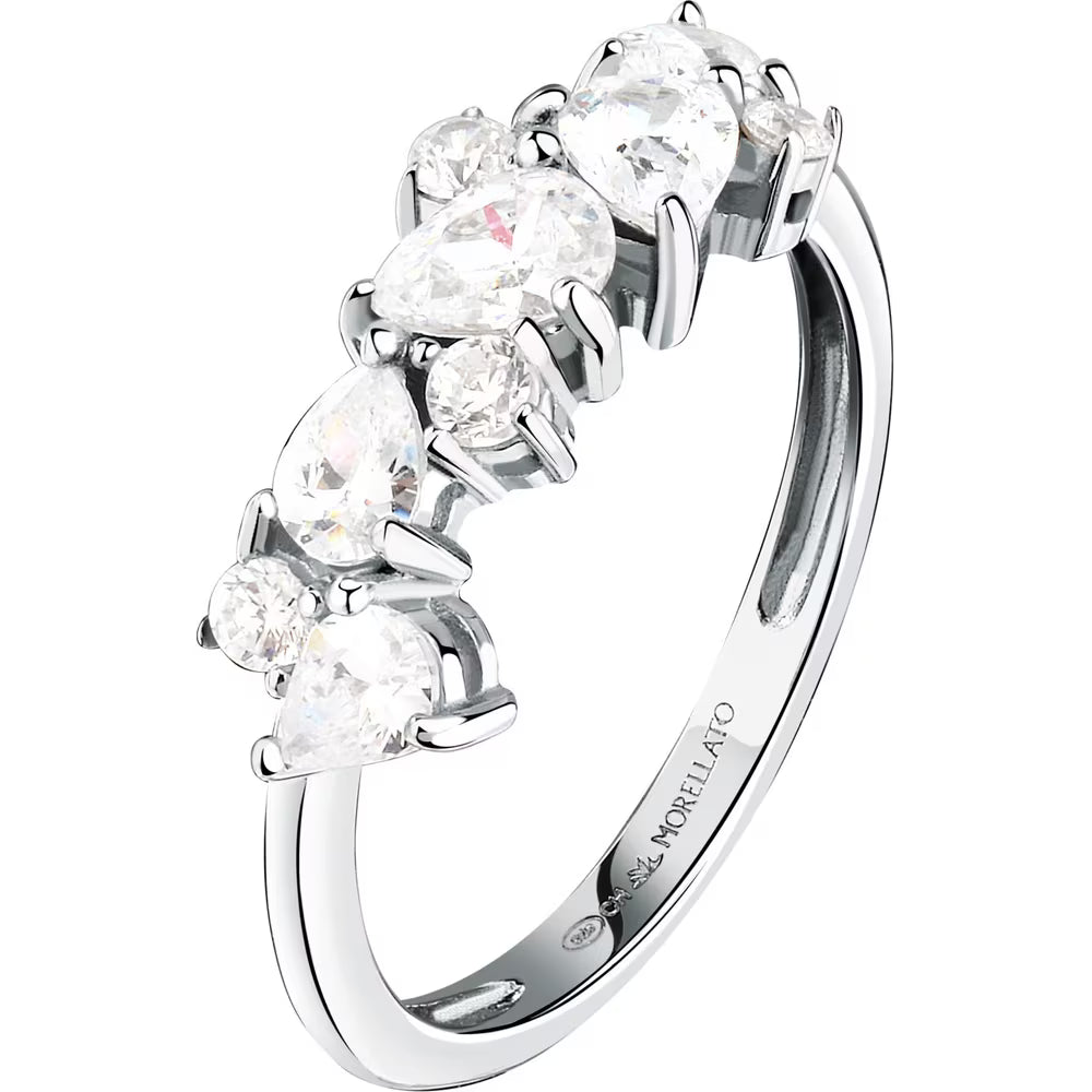 Anello Morellato Riflessi Argento Zirconi Taglio Geometrico - Misura 18