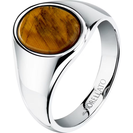 Anello Chevalier Uomo Morellato Terra Acciaio Occhio Di Tigre Ovale - Misura 23