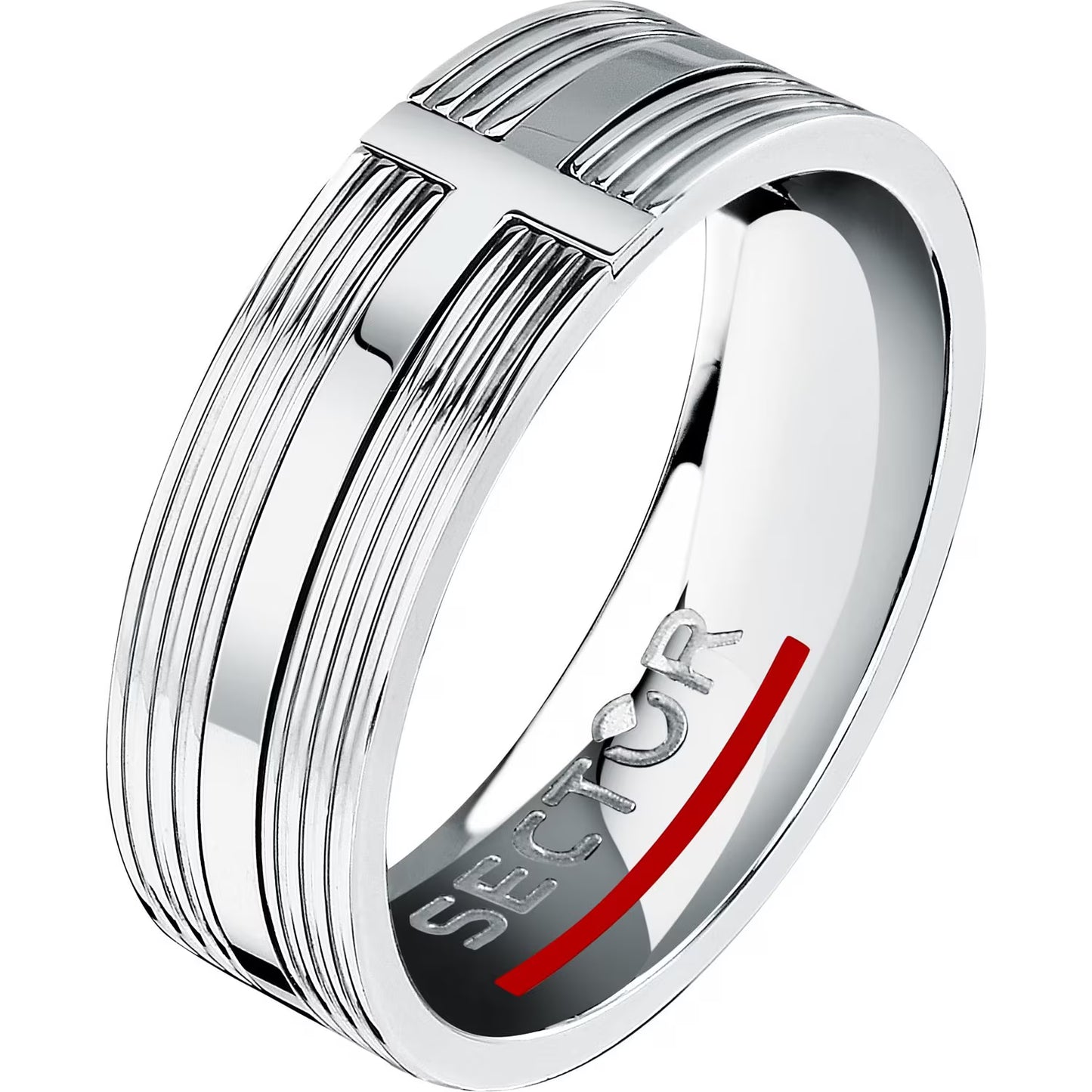 Anello Uomo a Fascia Sector Spirit Acciaio Rigato - Misura 21